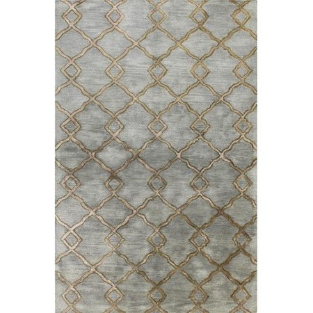 BASHIAN Bashian R129-SLA-2.6X8-HG265 Bashian Greenwich Collection Geometric Contemporary Wool & Viscose Hand Tufted Area Rug; Slate - 2 ft. 6 in. x 8 ft. R129-SLA-2.6X8-HG265